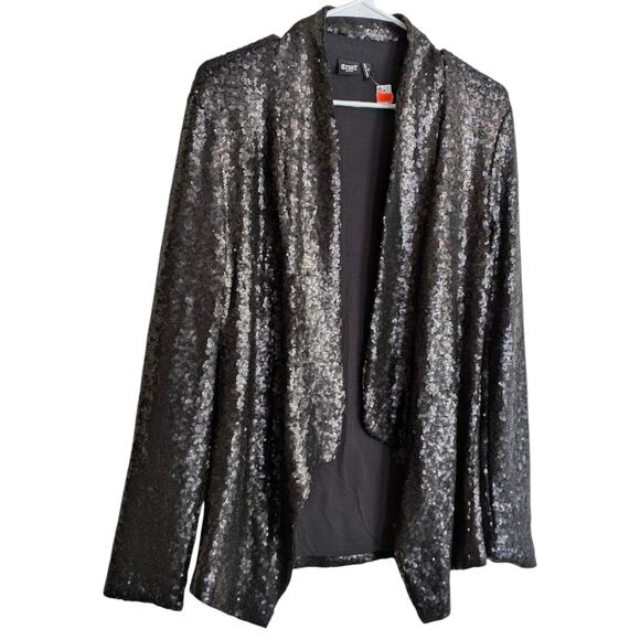 CRUEL DENIM Black Sequin Sweater Jacket 
Blazer Cardigan Glam Goth Girl Medium - Picture 3 of 5